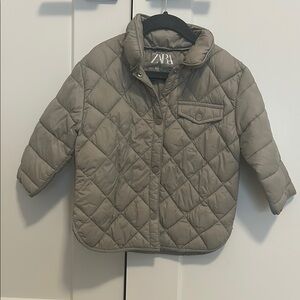 Zara Tan Puffer Jacket with Diamond Quilting